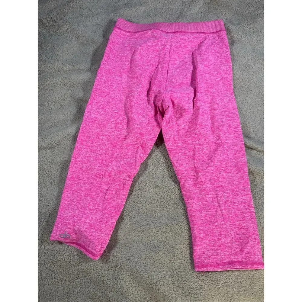 Alo Yoga Women's Size S High Waist Alosoft Iconic 90’s Capri Heather Neon Pink